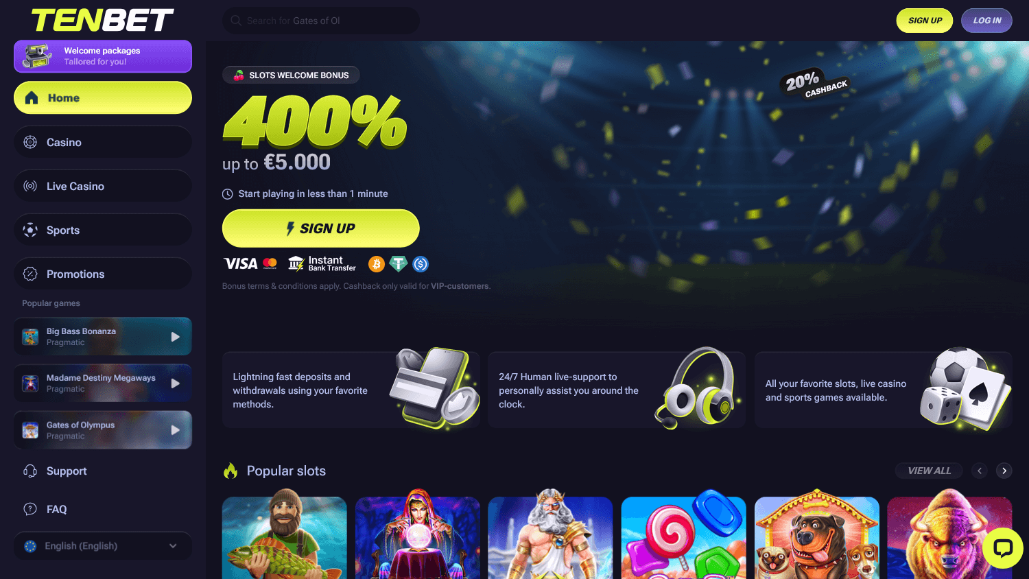 TenBet Casino Desktop screenshot